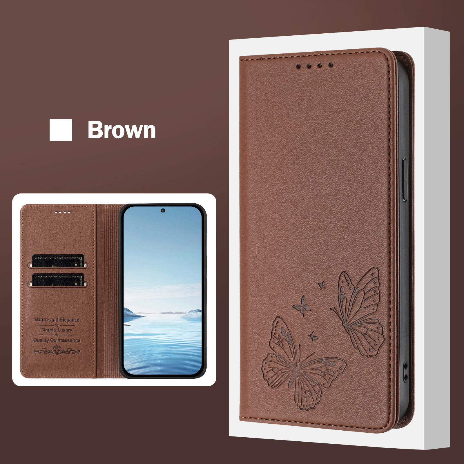 Realme Note 50 - Casing Dompet Kulit Kupu-kupu Ganda untuk