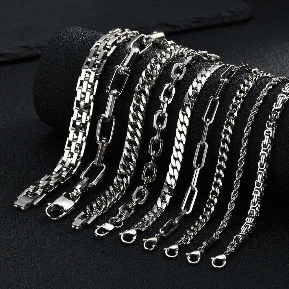 Gelang Rantai Pria Warna Perak - Ceramic Link Bracelet ulasan dan harga