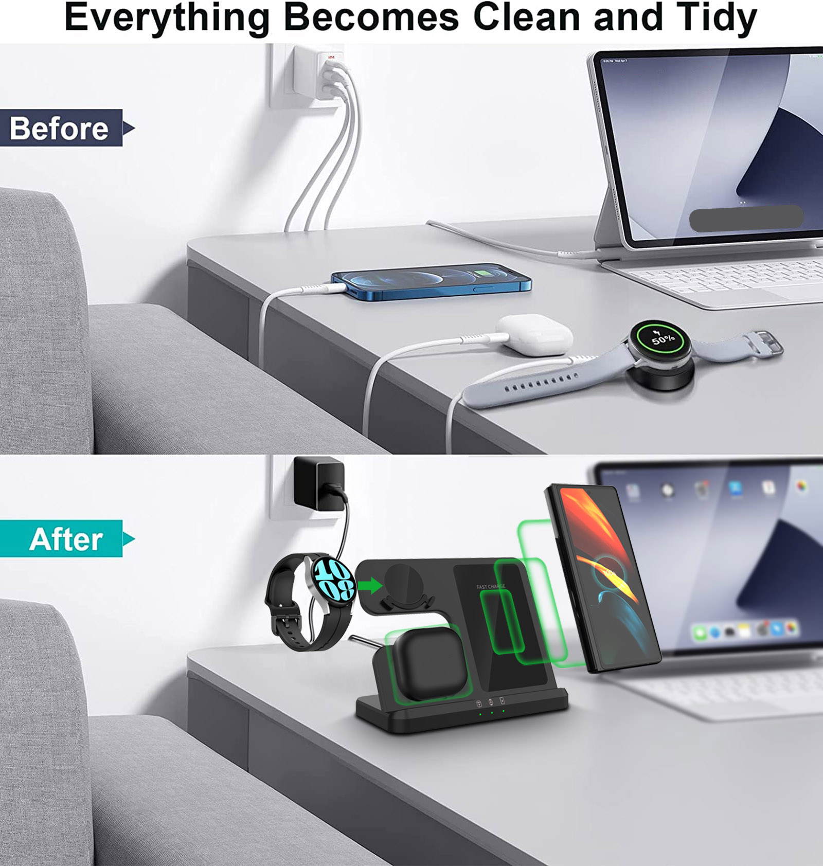 Pengisi Daya Nirkabel 3 In 1 S - Smartwatch Ac ulasan dan harga