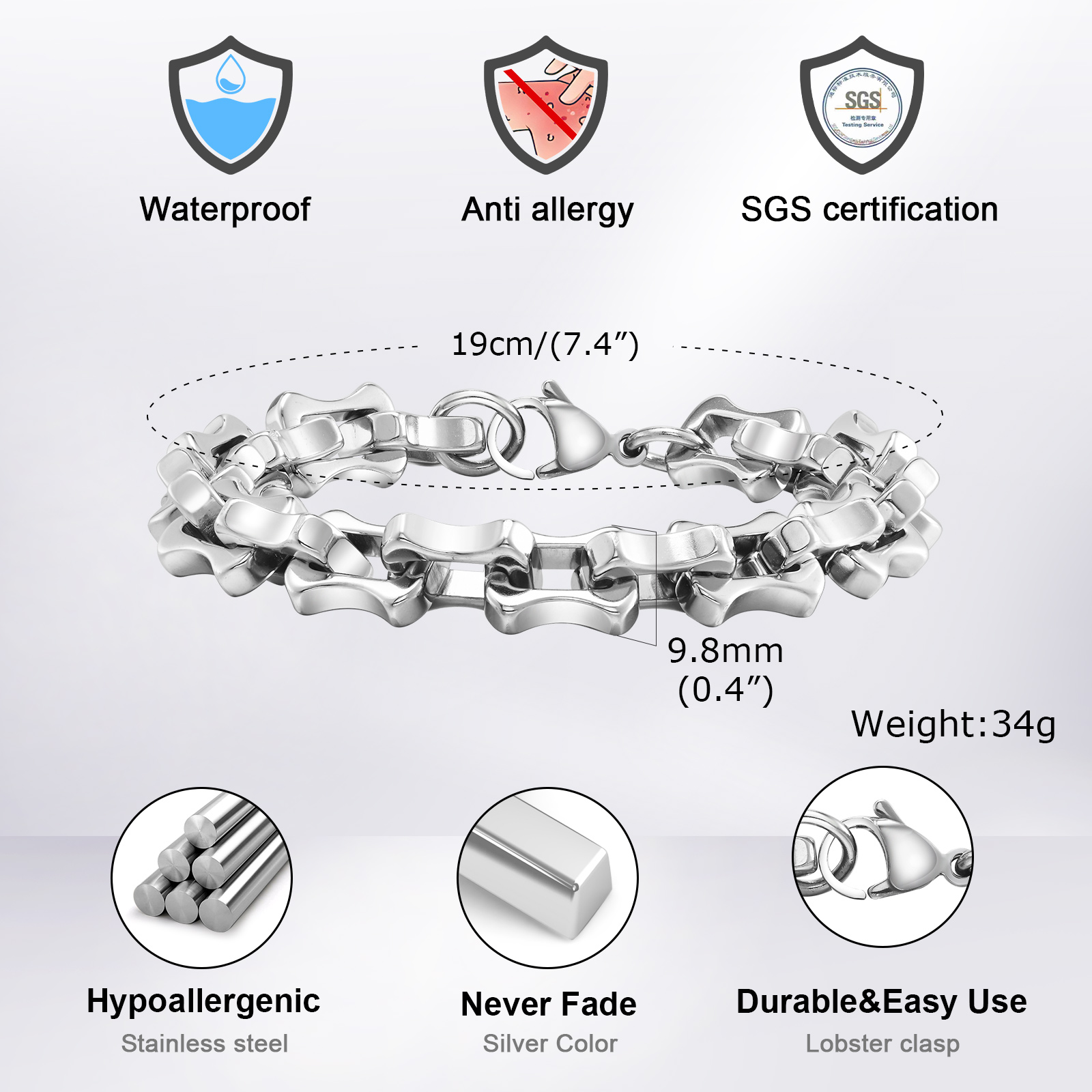 Vnox gelang rantai pria tebal  - Ceramic Link Bracelet ulasan dan harga